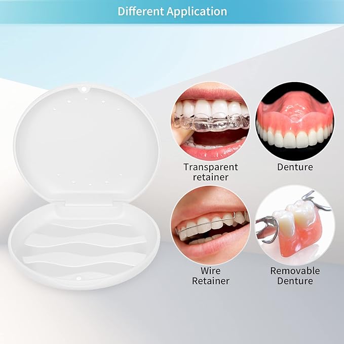 Annhua Orthodontic Retainer Case with Vent Holes, Denture Storage Case Slim Mouthguard Container Aligner Case with Magnetic Closure for Household|Travel|Office - White