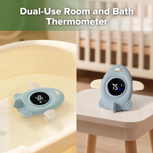 Haakaa Silicone Baby Bath Thermometer – Water Temperature Thermometer for Baby Safety, Floating Infant Bath tub Temp Thermometer for Newborns & Toddlers-Jet