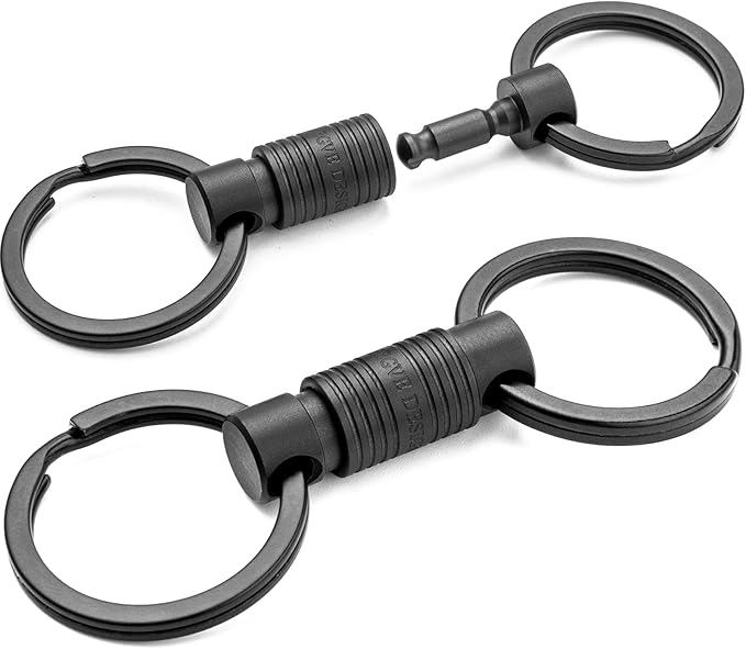 FEGVE Titanium Quick Release Keychain, Detachable Pull Apart Key Chain | Easy Access, Tangle-Free 360° Swivel, Rustproof and Durable, for Valet Car Home Key Storage