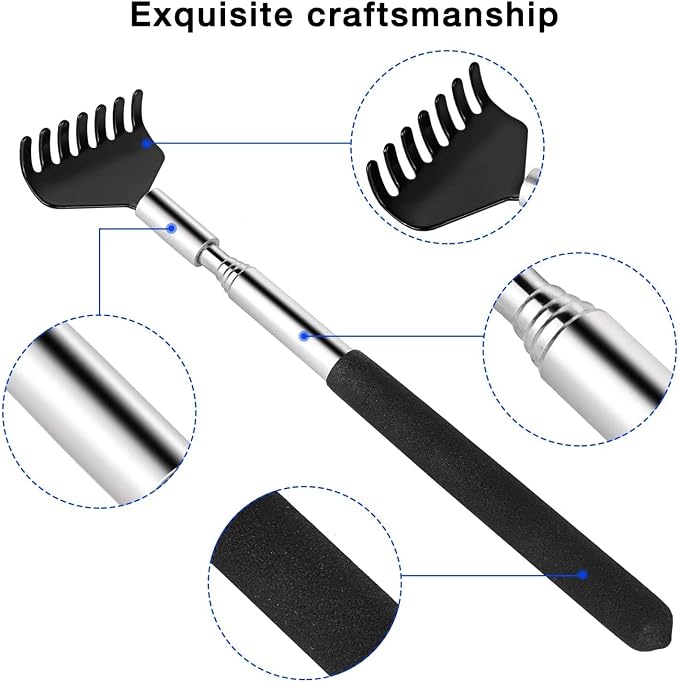 2 Pack Extendable Back Scratcher, Stainless Steel Telescoping Scratcher | Portable Back Scratcher Telescoping Back Scratcher with Beautiful Present Packaging
