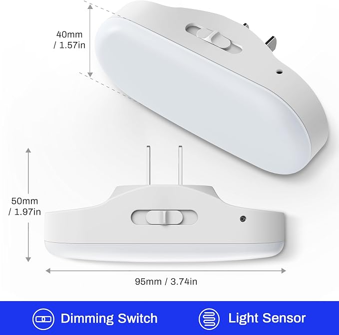 Blue Night Lights Plug into Wall with Dusk to Dawn Sensor | Dimmable Night Lights Plug Into Wall,for Kids Room Bedroom Stair,Blue Night Light,1W,4 Pack