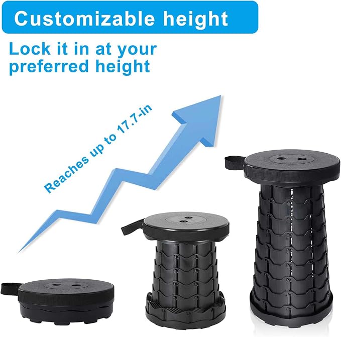 VOLIXOD Foldable Telescoping Stool Portable, Retractable Stool for Adults, Upgraded Collapsible Folding Seats with Load Capacity 550lbs, Camping Stools for Adults