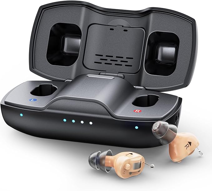 iBstone Nova Hearing Aids for Seniors Adults – Superior Sound Quality, Smart Noise Cancelling, No Feedback, Auto On/Off, Rechargeable, with Dryer Department & Anti-Lost Lanyard, Over-The-Counter
