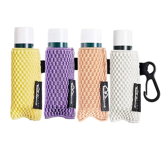 WK IEASON Lip Balm Holder Keychain, Stocking Stuffers for Teen Girls, 4PCS Clip on Lip Gloss Holder Compatible With Chapstick, Burt's Bees Sleeves Holder Key Chains Women Cute Elastic Lipstick Holder