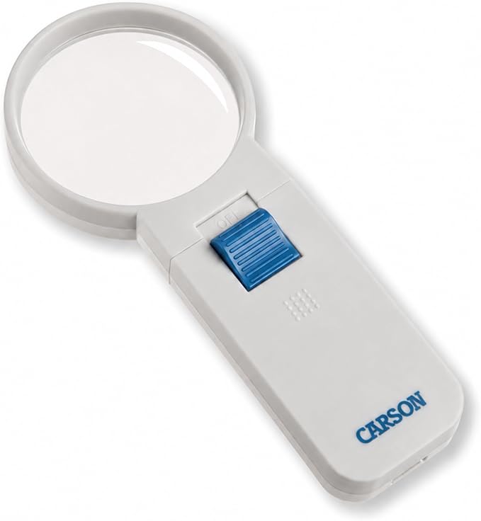 Carson Illuminated LED Lighted 5x Hand Held 2.5'' Aspheric Magnifier (SV-50),White