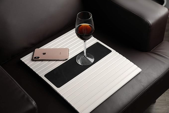 GEHE Couch Arm Tray Table, Flexible/Foldable Sofa Armrest Tray, Couch Armrest Table Cup Holder Great for Drinks Snacks Remote Control, Portable Side Table and Anti-Slip Bottom