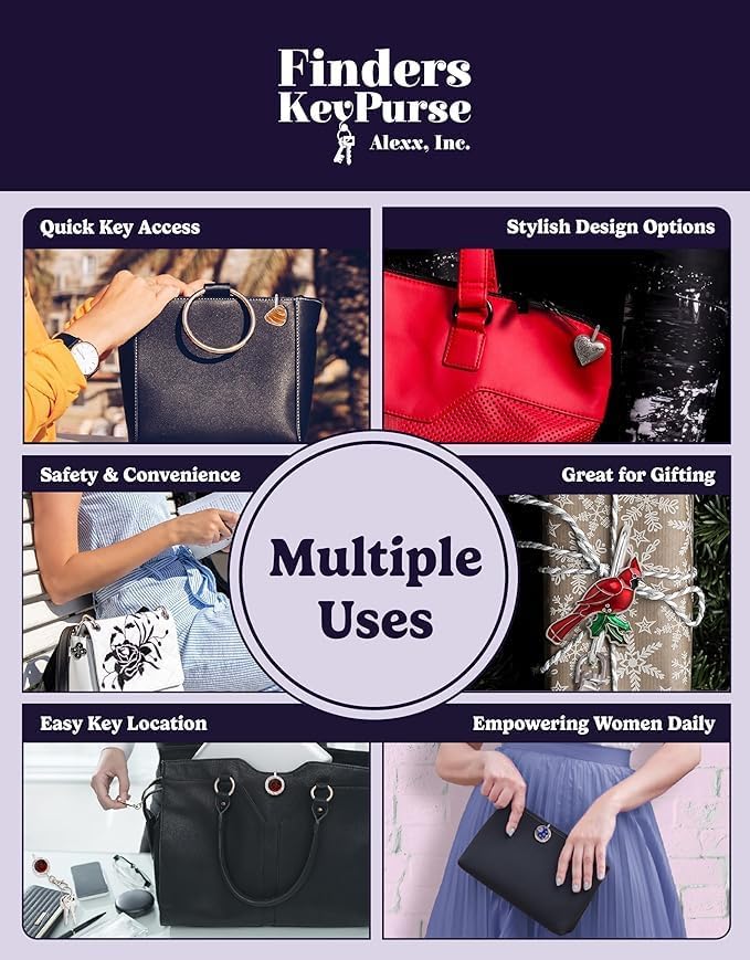 Women’s Bag Charm Key Finder, Car Keychain Hook, Cute Purse Organizer & Tote Bag Accessories, Gifts for Mom - Original