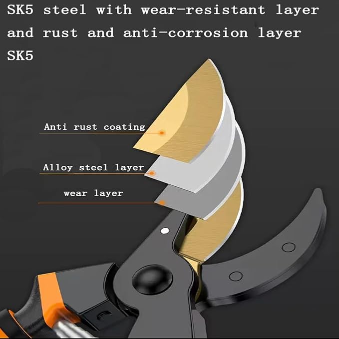 Ultra Sharp Titanium Steel Pruning Shears, Cuts 3X Easier, Rust-Resistant, Effortlessly 1-Inch Cut Capacity Garden Scissors, Ergonomic Handle