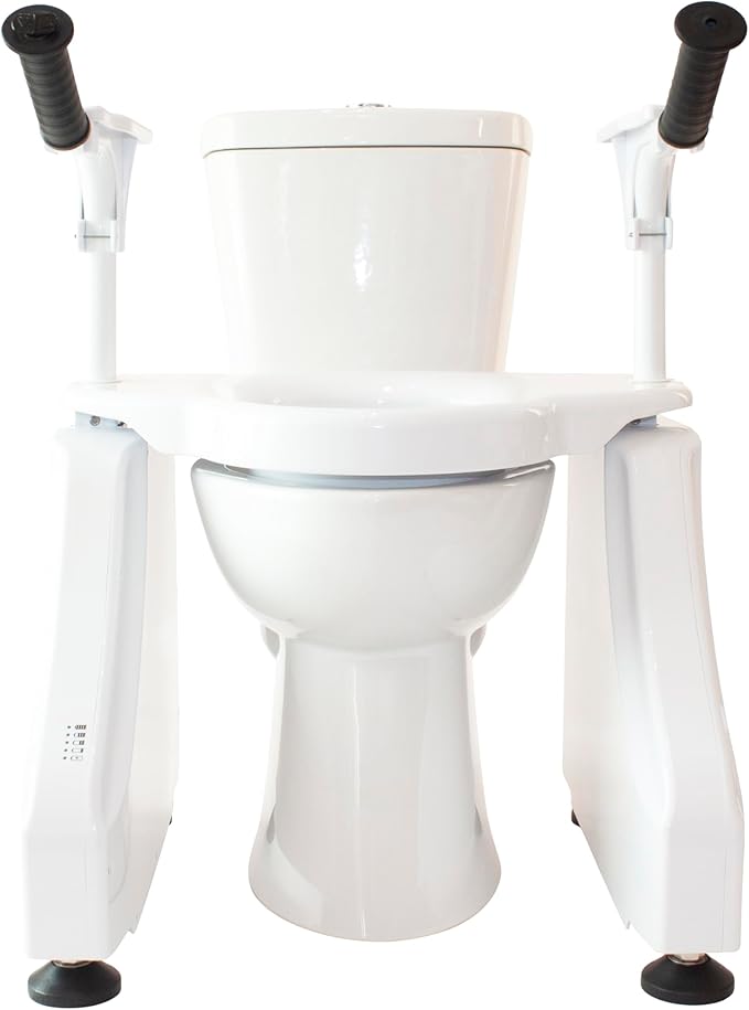 EaseLift Powered Toilet Lift with Handles Electric Height Adjustable Elevated Seat Riser Elderly, Seniors, Injured 440lbs Rechargeable Battery Incl Safe Certified Easy Assembly | HSA&FSA