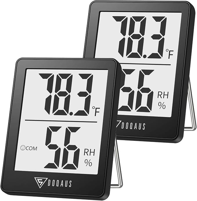 DOQAUS 2 Pack Digital Hygrometer Indoor Thermometer Humidity Meter | 5s Fast Refresh, Mini Room Thermometer with Temperature and Humidity Monitor for House, Baby Room, Greenhouse, Incubator