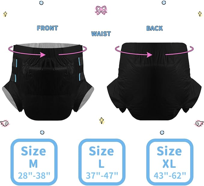 CutiePlusU Disposable Diaper Protective Underwear - Black 10 Pieces