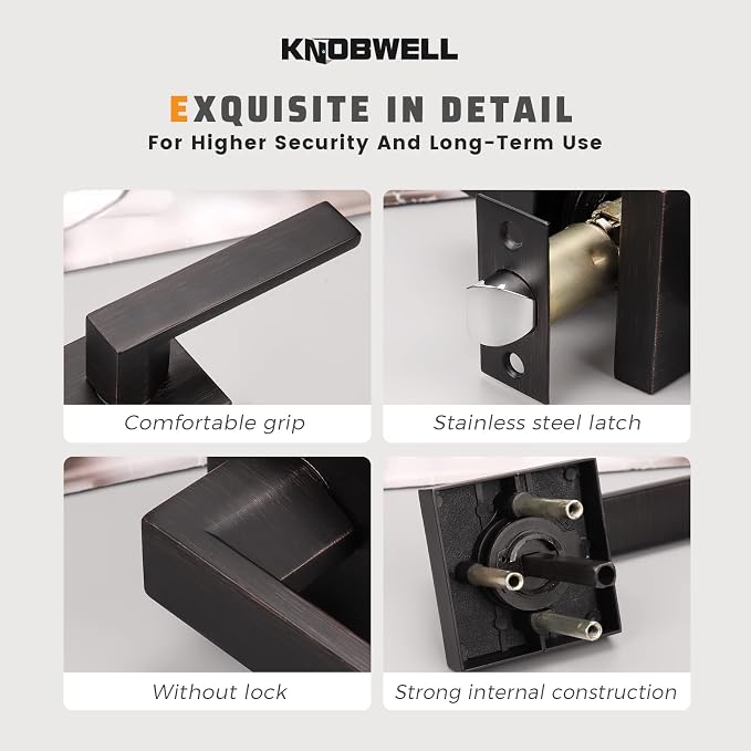 KNOBWELL Premium Oil Rubbed Bronze Door Handle Passage Door Lever Heavy Duty Door Handle Set, Closet Door Levers for Left or Right Handing, Easy Installation 10 Pack 2.07 lb One Lever