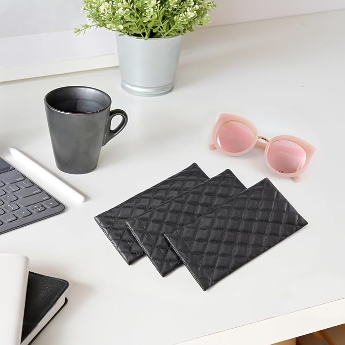 TRIUMPH VISION Eyeglass Case Glasses Case Soft Sunglass Pouch Sleeve 3 Pack | Slim Lightweight Alternative to Bulky Case, Leather Lined Protect Lens, Squeeze Easy to Use, Stylish Portable for Daily Use