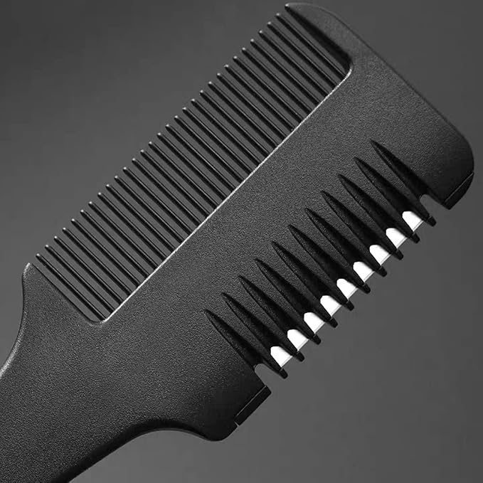 Medsuo Double Sided Hair Thinner Trimmer Razor Comb Cutting Scissors Tool for Home Salon Haircut Styling (Black)