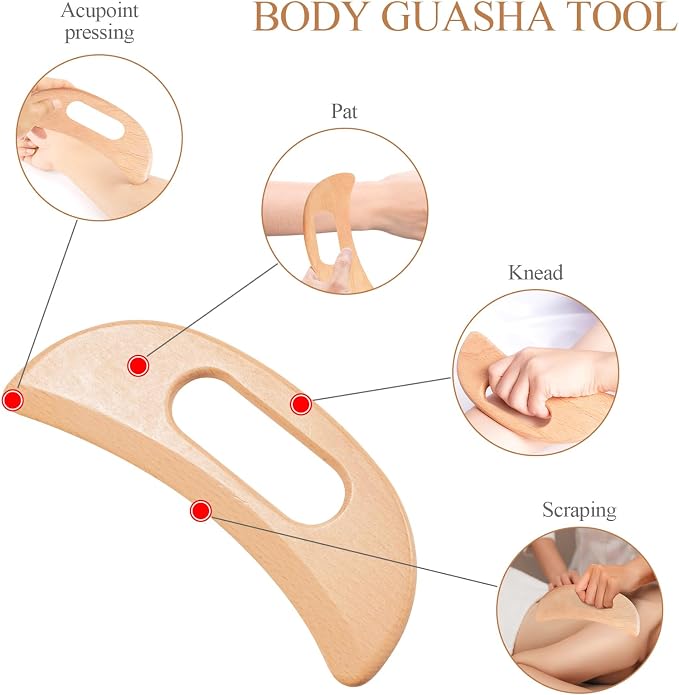 4Pcs Wood Therapy Massage Tools Lymphatic Drainage Massager Wooden Massager Body Sculpting Tools for Maderoterapia,Anti-Cellulite,Pain Relief(4-in-1 Massager)