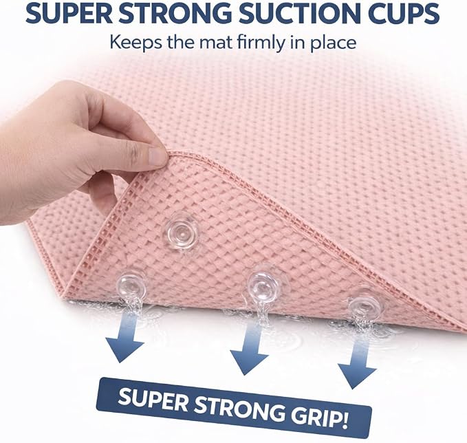 Bathtub Mat Non Slip, Bath Mat for Tub Non Slip, Tub Mat Extra Large 36 x 17 in, Bathtub Mat with Suction Cups & Drain Holes, Soft Foam, Machine Washable, Light Blue