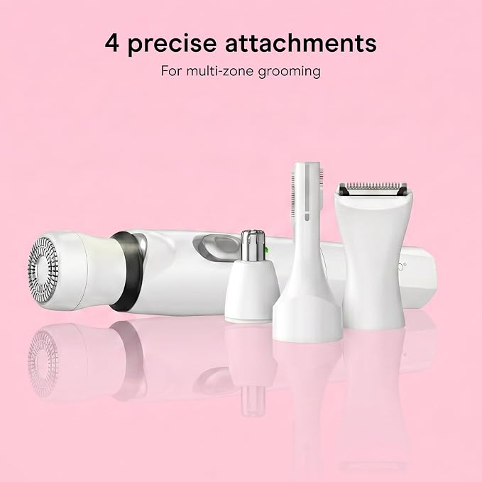 Conair Girlbomb All-in-One Face and Body Trimmer | Rechargeable Wet/Dry Shaver with 4 Attachments for Face, Nose, Brows, and Body, White, GBLT86L