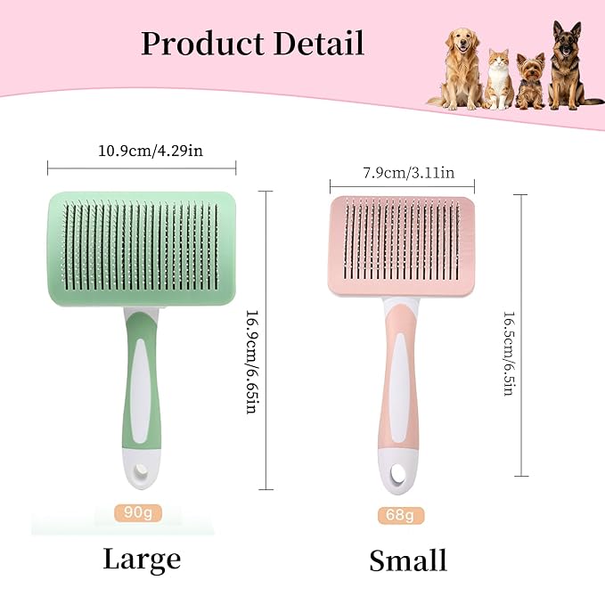Self-Cleaning Slicker Dog Brush for Large Long-Haired Breeds | One-Click Hair Removal , Ergonomic Grip , Pet Grooming Tool