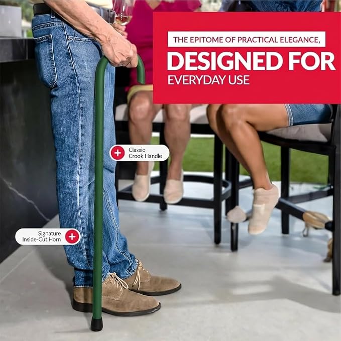 Cane Masters Handmade Wooden Classic American Walking Cane | Highly Durable American Hickory Wood Walking Cane | Ergonomic Handle and Body Grip, Anti-Slip Rubber Tip Wood