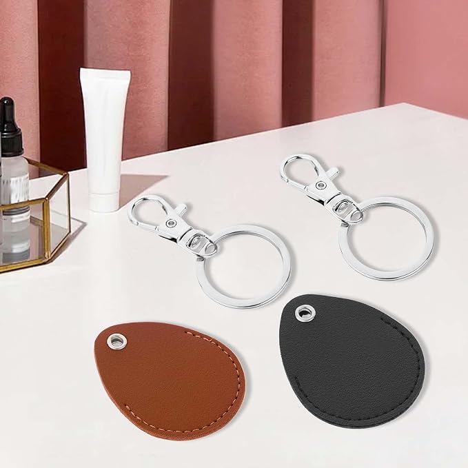 Psyqtsuary Leather Key Fob Holder, 4 Pcs PU Leather Keychain Key Holder for Keychain General Keys Fob, for Keys ID Keys Cards