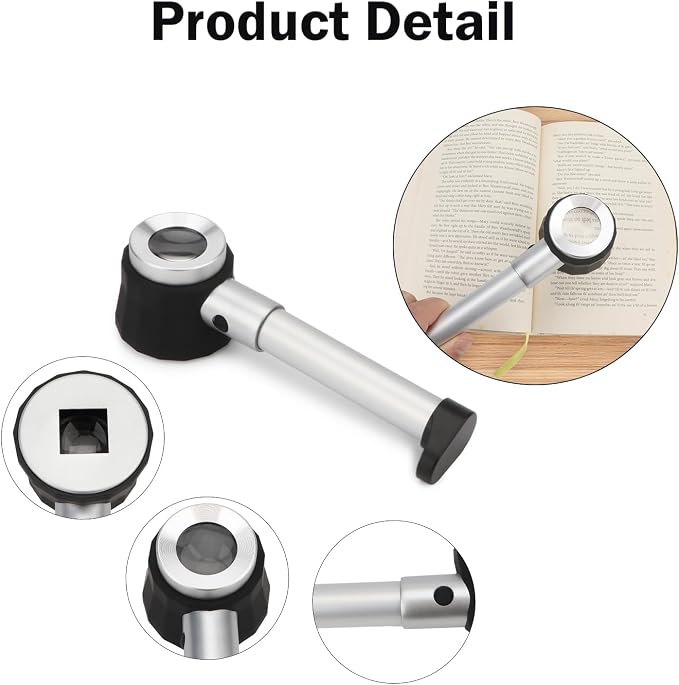 Rongon Jewelers Loupe Magnifiers 10X Magnifying Glass with Light Magnifying Lens with Light Scale and Measure Scale for Jewelry, Seniors Read, Map, Stamps, Macular Degeneration, Inspection