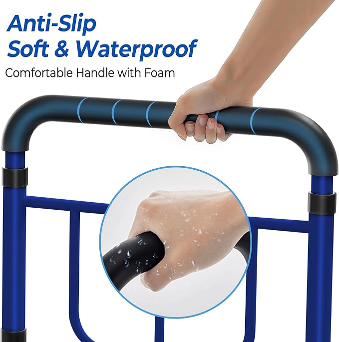 KingPavonini Bed Rails for Elderly Adults Safety, 380 LBS, Model BM03-1 | ASTM Approved, 2026 Upgraded Adjustable Bed Cane, Non-Slip Ergonomic Handle & Storage Bag, Tool-Free Bed Railings for Seniors