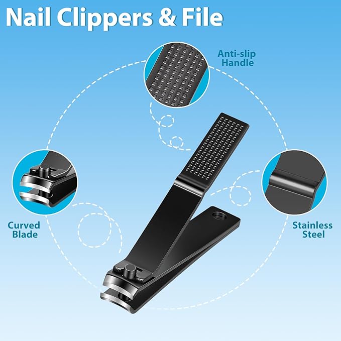 MORGLES Tweezers Set for Men 9 Pcs Nail Clipper Kit with Case for Grooming | 5 Tweezers, Clippers, Scissors, Rust-Proof Steel, Travel Press-On Case, for Splinters, Brows, Hair Removal
