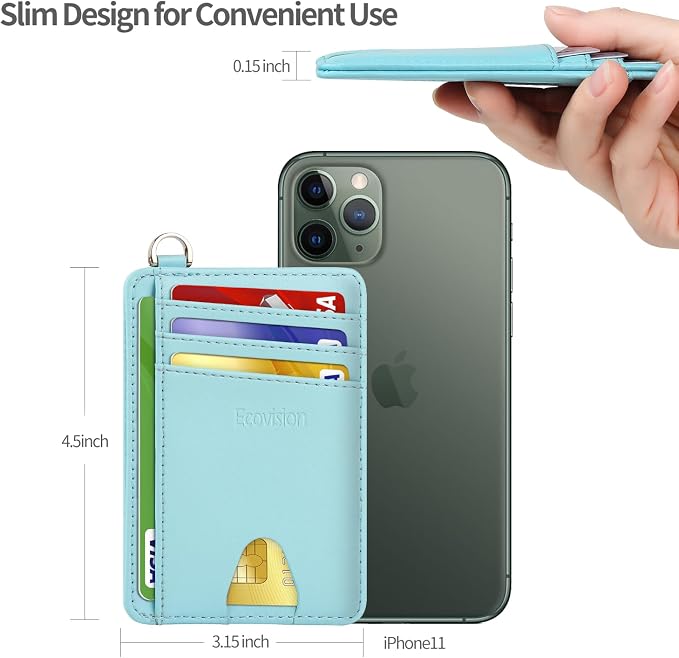 Slim Minimalist Front Pocket Wallet, RFID Blocking Credit Card Holder Wallet with Detachable D-Shackle for Men Women