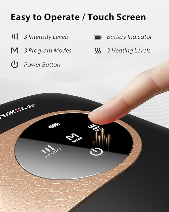 CINCOM Upgraded Hand Massager with Heat and Compression for Arthritis and Carpal Tunnel - Cordless & Rechargeable, Gifts for Women (Black & Gold)