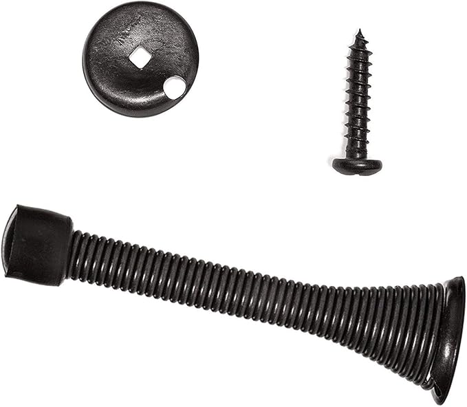 KISEER 16 Pack Spring Door Stops 3 1/4 Inch Flexible Heavy Duty Spring Door Stopper with RustProof Screw Rubber Bumper Tips (Black)