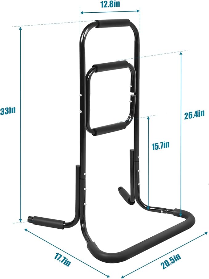 Metal Chair Assist for Seniors - 21"L×18"W×33"H Stand Assist Devices with Extra-Wide Base, Mobility Aid to Help You Get Up from Floor Couch Bed, Standing Supports Fall Prevention, Black