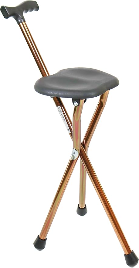 PEPE Mobility Folding Cane with Seat (32.5" Height), Walking Cane with Seat for Travel, Men and Women, 3-Leg Seat, Aluminium