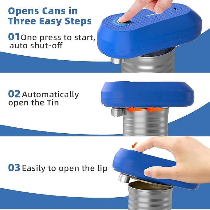 Auto Electric Can Opener, Rechargeable Can Openers for Seniors & Arthritis | One-Touch Rechargeable Battery Automatic Can Opener, Hands-Free, Smooth Edge, Compact, Cordless, Food-Safe Kitchen Gadgets