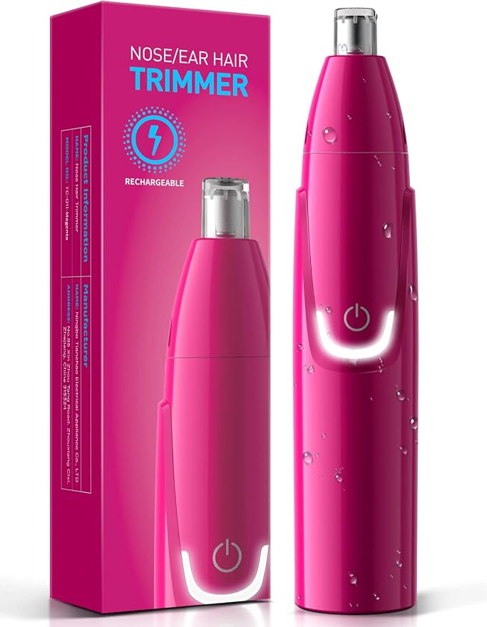 ZORAMI Rechargeable Ear and Nose Hair Trimmer - 2026 Professional Painless Eyebrow & Facial Hair Trimmer for Men Women, Powerful Motor and Dual-Edge Blades for Smoother Cutting Magenta
