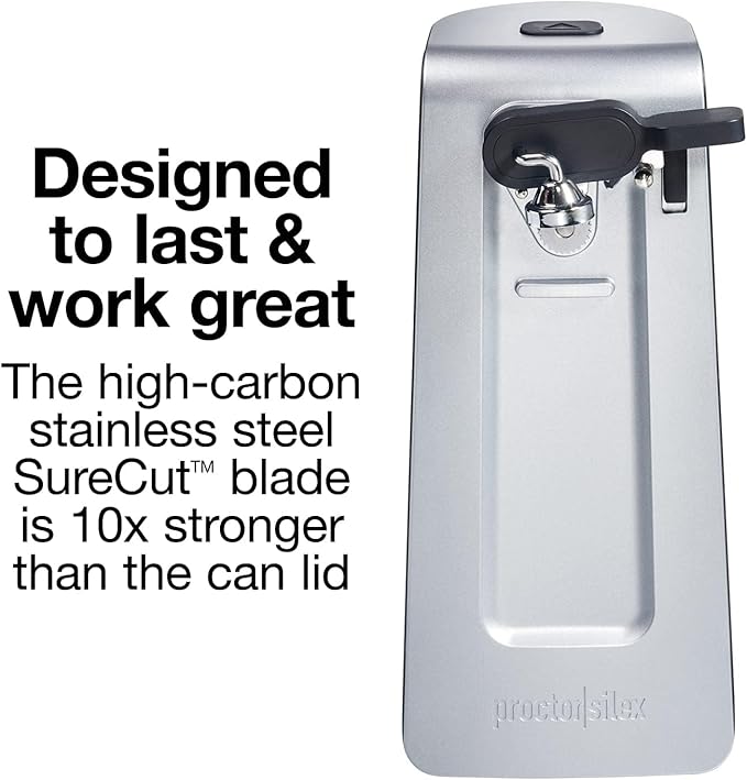 Proctor Silex SureCut Electric Automatic Can Opener for Kitchen with Stainless Steel Blade, Twist-off Easy-Clean Lever, Cord Storage, Extra Tall, Silver (75225), Extra Tall (Pack of 2)