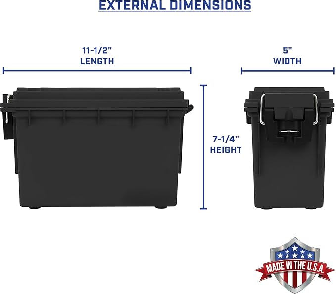 Sheffield Ammo Box Made in USA, Stackable Lockable Ammo Storage Box, Black | Lockable Storage Box, Water and Dust Resistant Dry Box, Secures Hunting Gear, Gun Accessories, Supplies, and Bullets