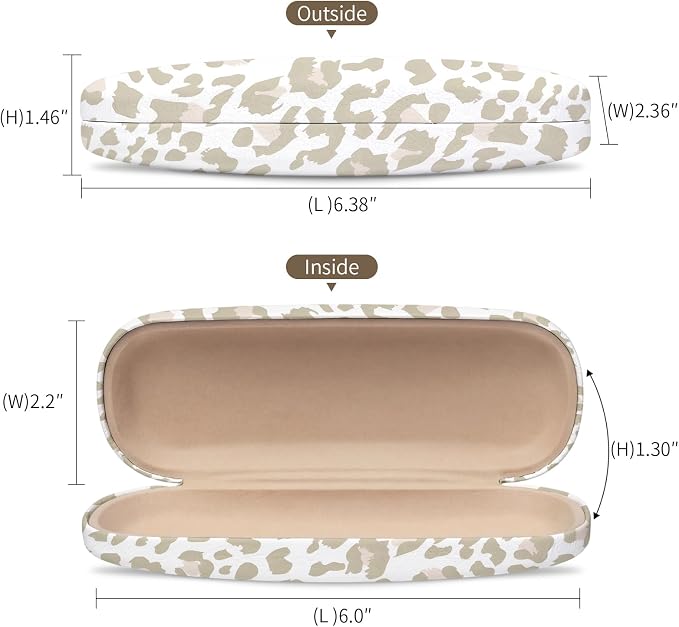 Glasses Case Hard Shell, Leather Protective Case for Sunglasses with Cleaning Cloth, Cute Eyeglass Cases for Women