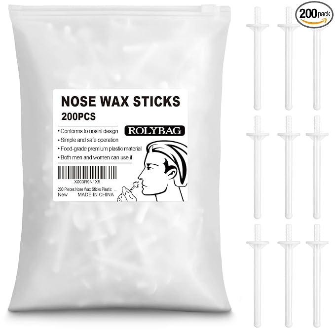 Nose Wax Sticks Applicators, 200 Pcs Plastic Wax Rod Wand for Nostril Cleaning and Nose Hair Removal