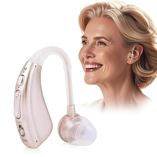 Compact, portable noise-canceling Hearing Amplifier, rechargeable, delivers clear all-around sound（Silver）