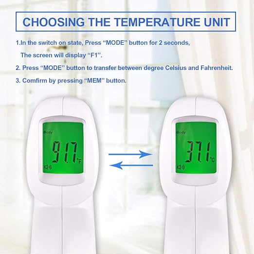 Berrcom Non-Contact Infrared Forehead Thermometer Digital Thermometer 3 in 1 for Baby and Adult Non-Touch Baby Thermometer with Fever Warning