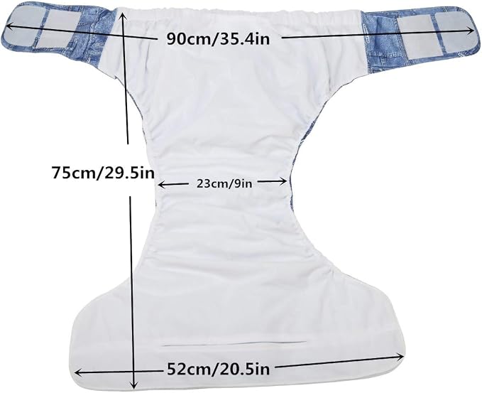 Adult Cloth Diaper Reusable Washable for Disability Hook and Loop (Pink Heart (Large 26in to 50in))