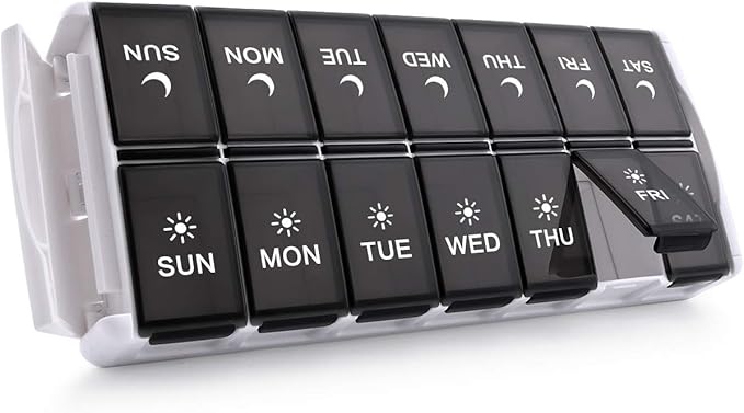 TookMag Weekly Pill Organizer 2 Times a Day, Easy Fill Medicine Pill Organizer AM PM Pill Case, Large Capacity 7 Day Pill Box for Pills/Vitamin/Fish Oil/Supplements (Patent Registered)