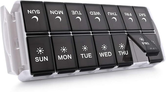 TookMag Weekly Pill Organizer 2 Times a Day, Easy Fill Medicine Pill Organizer AM PM Pill Case, Large Capacity 7 Day Pill Box for Pills/Vitamin/Fish Oil/Supplements (Patent Registered)