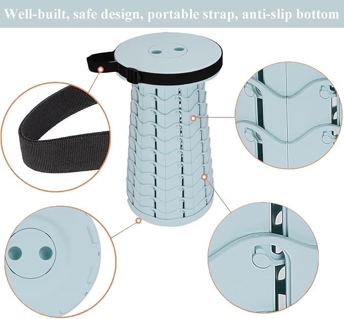 Fishboy Upgraded Collapsible Stool, 400lbs Max Weight, Lightweight But Sturdy, Portable Retractable Folding Telescoping Foldable Camping Stool for Adults Outdoor Fishing Hiking BBQ