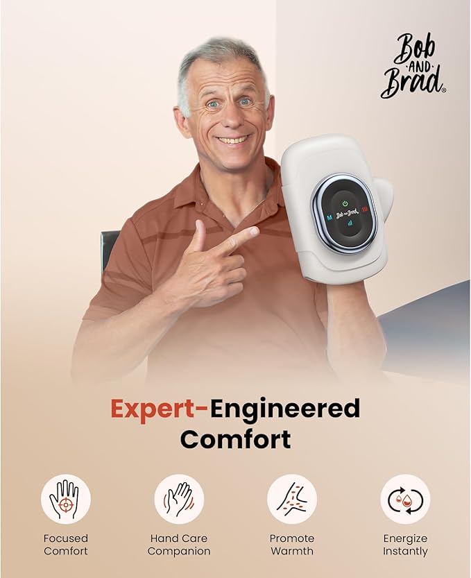BOB AND BRAD Hand Massager with Heat and Compression, Individual Fingers, FSA-HSA Eligible, Cordless Portable HandSpa Pro Hand Massager for Arthritis and Carpal Tunnel, Pain Relief, Christmas Gift