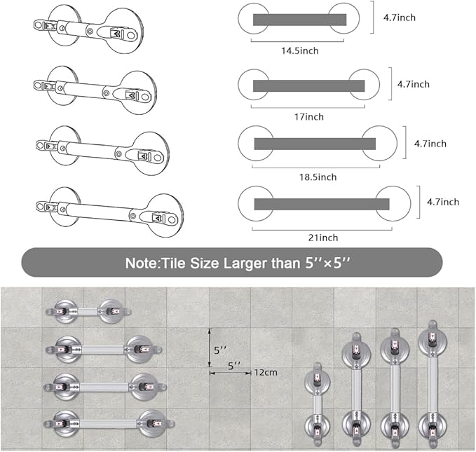 21inch Upgrade Suction Shower Grab Bar, Portable Shower Handle Bar Suction Grip Bar Bathtub Handle with Strong Hold Suction Cup Fitting and Rapid Release for Bathroom(Max Capacity :300lb