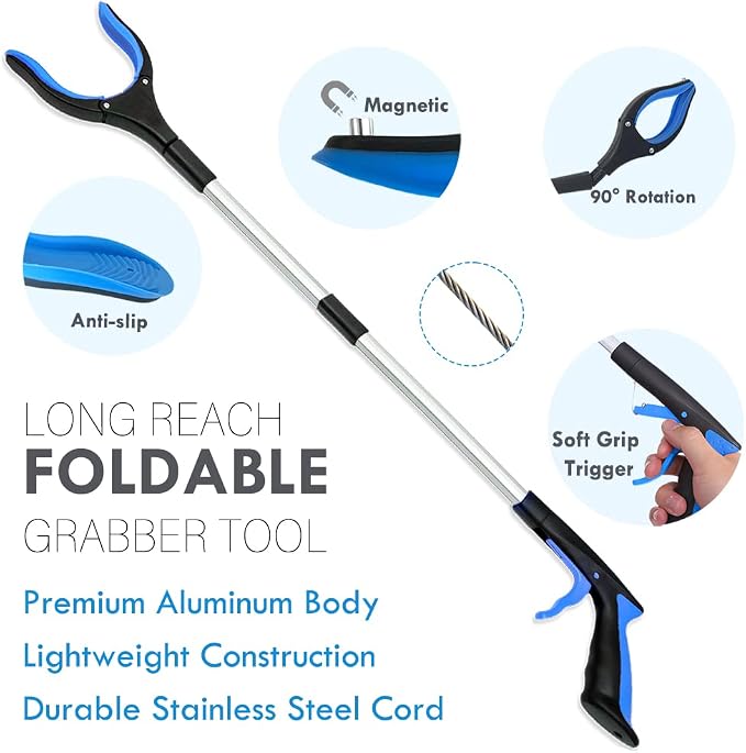 7PC Hip Kit For Seniors Total Hip Replacement Prime, Hip Replacement Kit After Surgery, Hip Replacement Recovery Kit With Grabber,Sock Aid,Leg Lifter,Dressing Stick,Shoehorn,Back Scratcher,Bath Loofah
