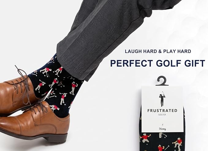 KIOMY Sock with Frustrated Golfer Design, Funny Golf Socks for Men, 1 Pair per Pack - Size 8-13