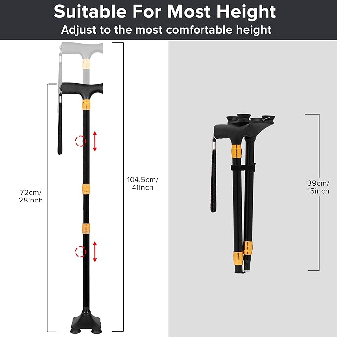 LIXIANG Walking Cane for Women for Stability Seniors Balance Folding Foldable Canes for Men Heavy Duty Adjustable Travel Collapsible Fashionable Fancy Decorative Unique Cool Cane