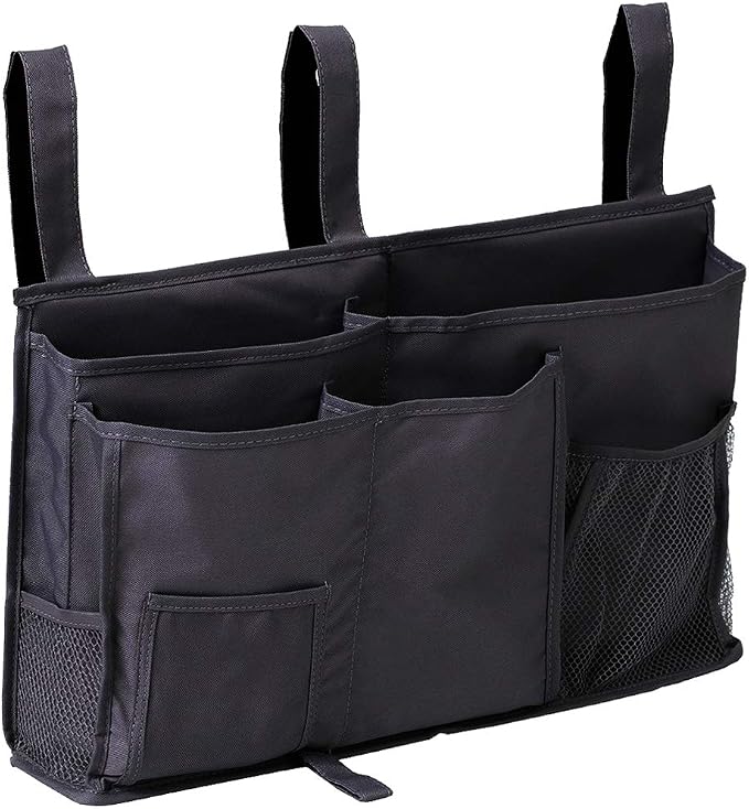 Sugaroom Organizer Caddy - Bedside, Bunk Bed, Hanging & Pocket Storage - Baby, Dorm, Hospital - Black